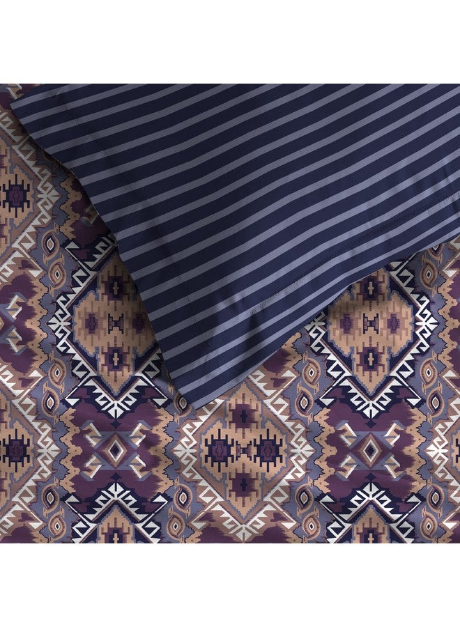 Trident Bedsheet Set - Urban Comfort Collection, 100% Cotton Bedsheet for Double Bed (1 Queen Size Bedsheet with 2 Pillow Covers) Superior Softness, 144 Thread Count - Modern Indigo - Image 3