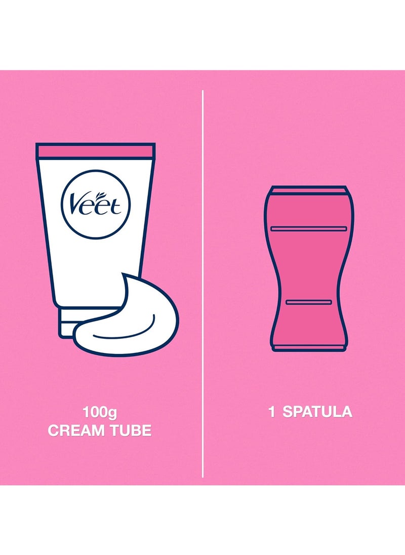 Veet - Veet Silky Fresh Hair Removal Cream Body & Legs for Sensitive Skin, Soothing Aloe Vera & Violet Blossom Fragrance – 100g Twin Pack - Image 1