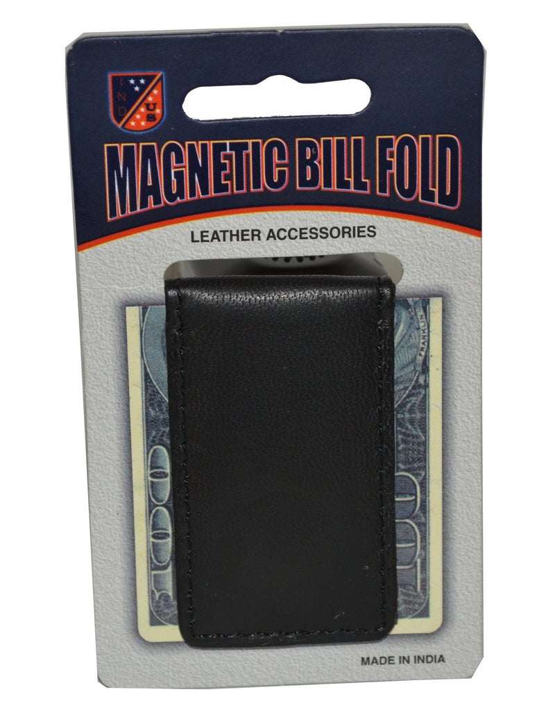 LB LEATHERBOSS Leatherboss Genuine Leather Slim Magnetic Minimalist Bifold Money Clip Cash Holder Wallet, Black  - Image 3