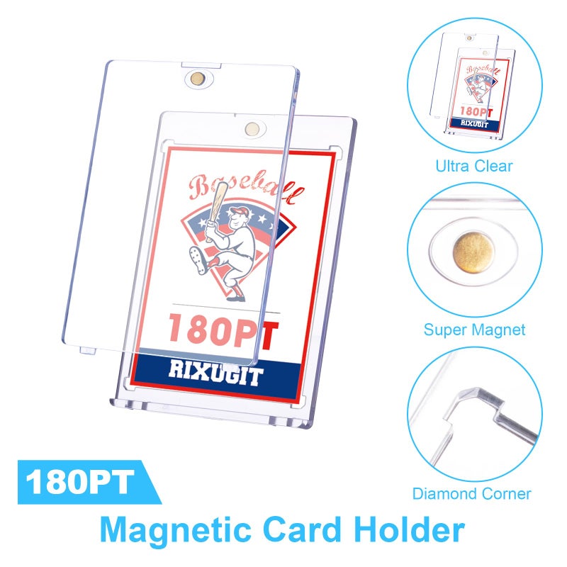 RIXUGIT 20-Pack Magnetic Card Holder for Trading-Cards - 180pt Clear Trading Card Sleeves, Magnetic Card Case for Baseball Cards, Card Protectors Hard Plastic, Display Case for Game Cards and Sports Cards - Image 3