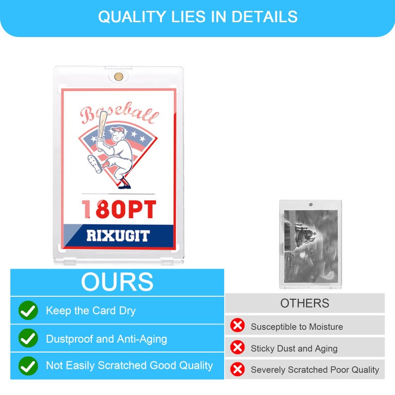 RIXUGIT 20-Pack Magnetic Card Holder for Trading-Cards - 180pt Clear Trading Card Sleeves, Magnetic Card Case for Baseball Cards, Card Protectors Hard Plastic, Display Case for Game Cards and Sports Cards - Image 4