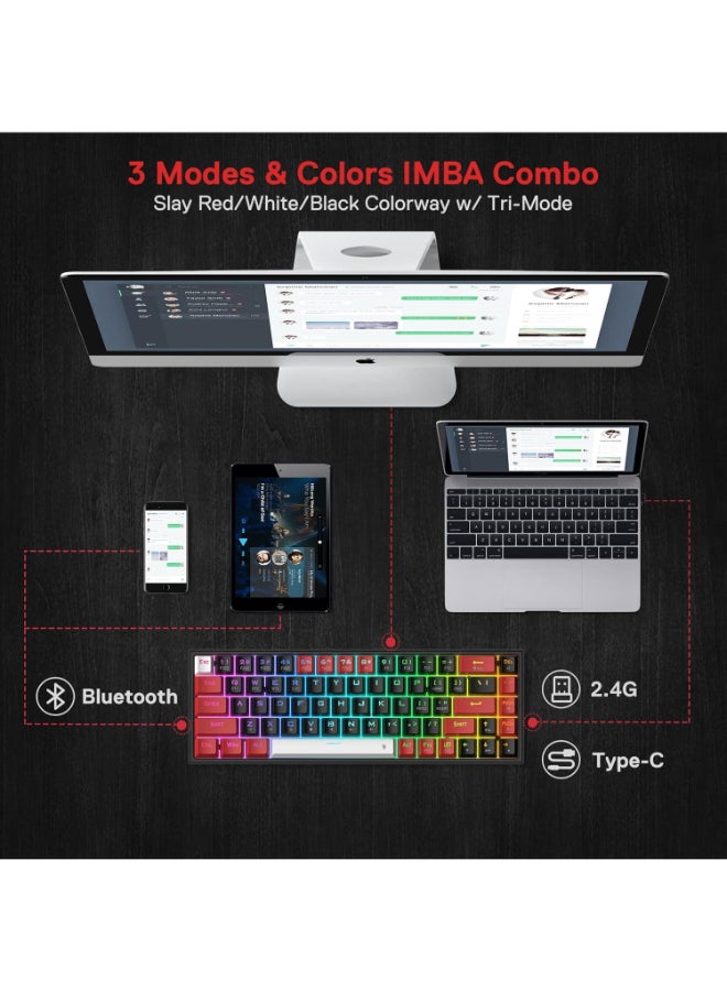 Redragon K631 PRO 65% 3-Mode Wireless RGB Gaming Keyboard, 68 Keys Hot-Swappable Compact Mechanical Keyboard w/Hot-Swap Free-Mod PCB Socket And Dedicated Arrow Keys, Quiet Red Linear Switch - Image 4