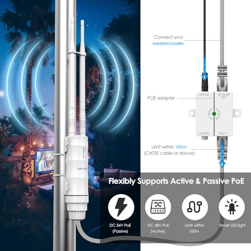 WAVLINK Outdoor WiFi Access Point, WAVLINK WiFi Router Extender, AC600 High Power Dual Band 2.4+5G Wireless Router/AP/Wi-Fi Range Extender 3 in 1 Weatherproof with PoE for Courtyard,RV,Campsite - Image 2