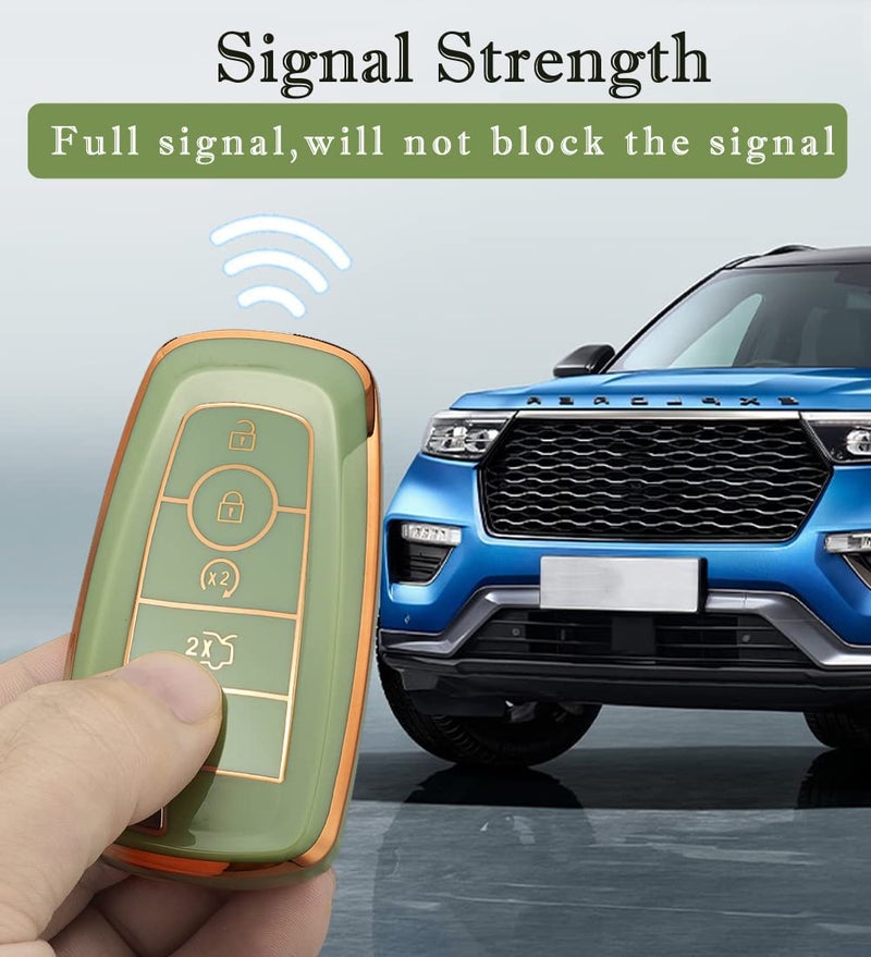 Cacacar for Ford Key Fob Cover, Premium Soft TPU Full Protection Key Fob Case for Ford Lincoln Fusion Mustang F150 F250 Edge Explorer Escape Expedition Ranger Bronco Smart Remote Key Protector,Ivory - Image 4