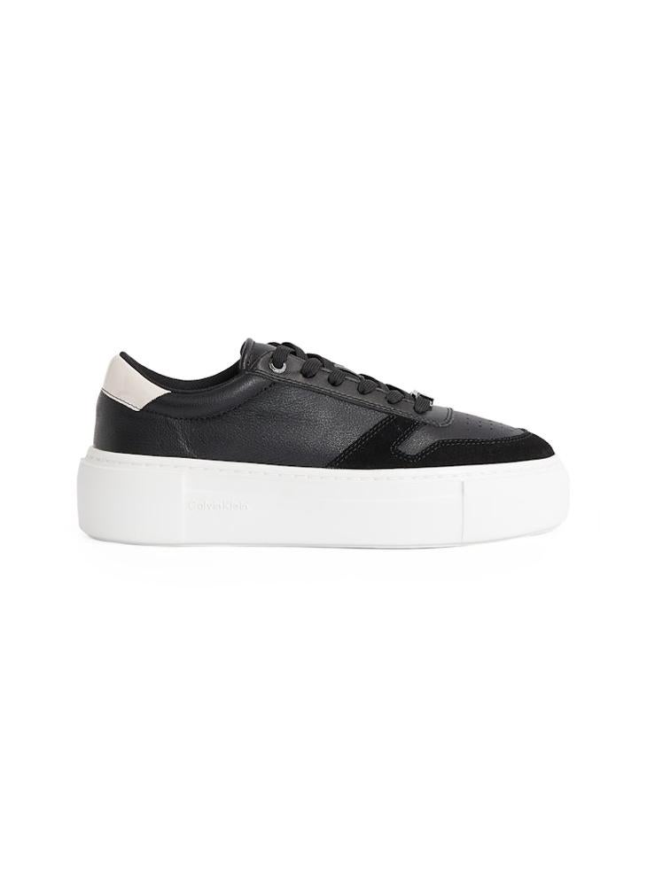 CALVIN KLEIN - CUPSOLE LACE UP LEATHER TRAINERS - Image 1