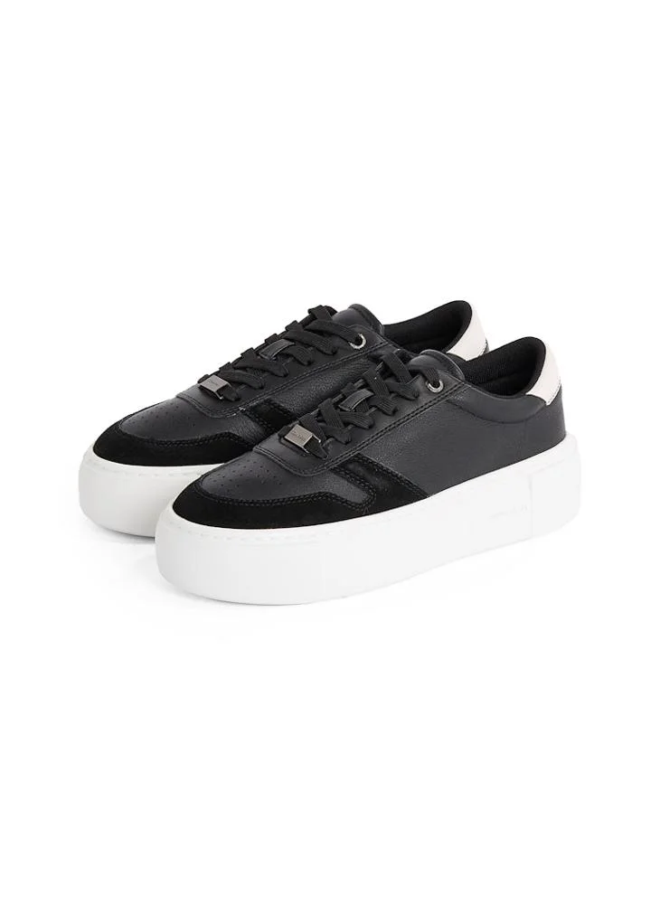 CALVIN KLEIN CUPSOLE LACE UP LEATHER TRAINERS