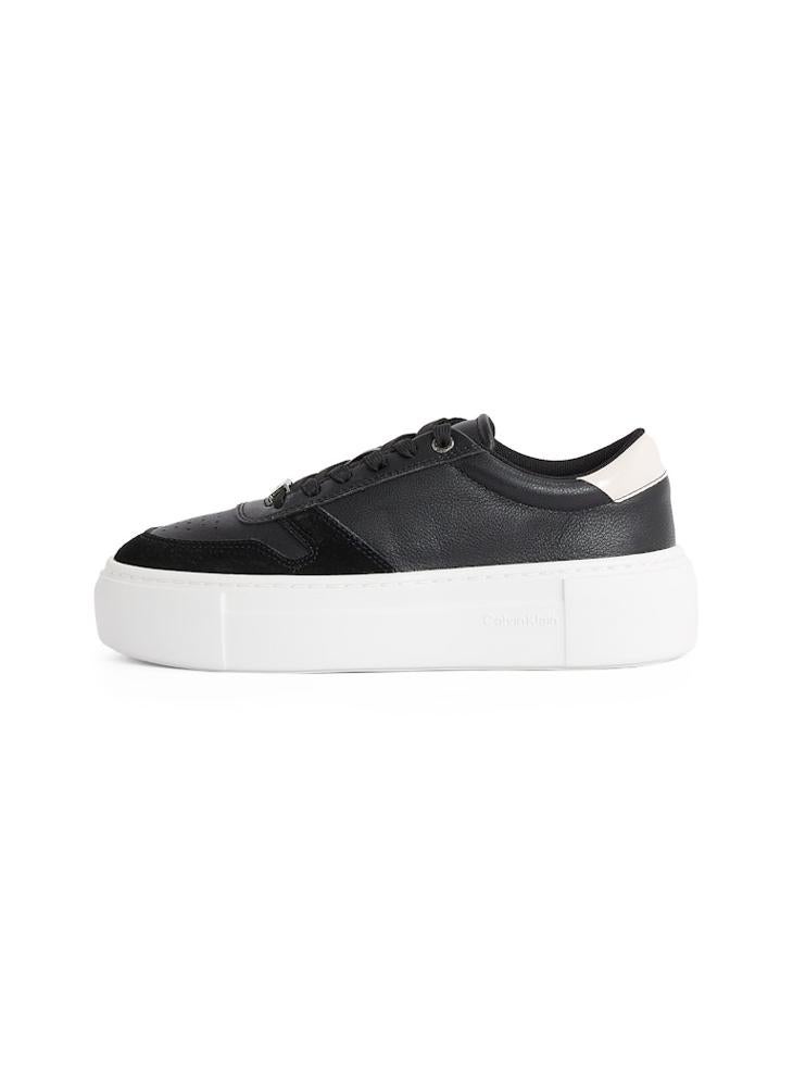 CALVIN KLEIN - CUPSOLE LACE UP LEATHER TRAINERS - Image 1