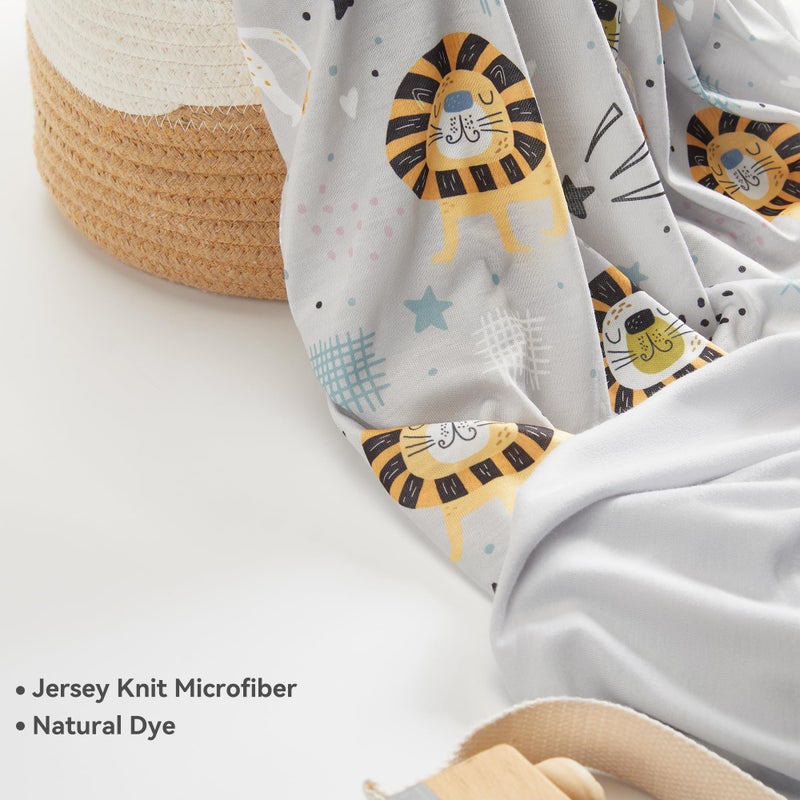 TILLYOU Changing Pad Cover Set in Soft Jersey Material - Fits 32"/34''x16 Contoured Pad for Babies, Lion's Paradise and Grey - Image 2