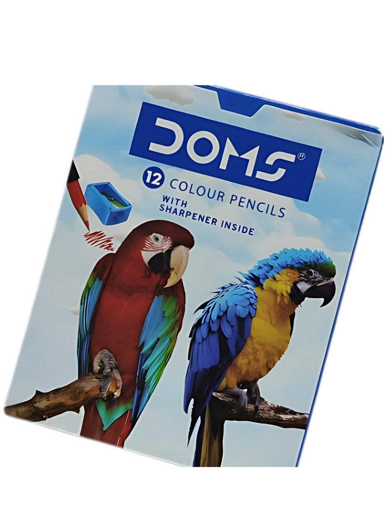 DOMS 12-Color Mini Wooden Pencil Box – Smooth and Vibrant Shades - Image 1