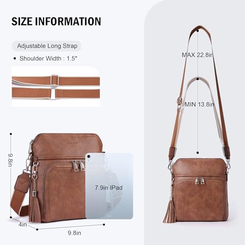 Roulens Crossbody Purse for Women,Lightweight Medium Crossbody Bag Soft Leather Women's Shoulder Handbags with Tassel - Image 4