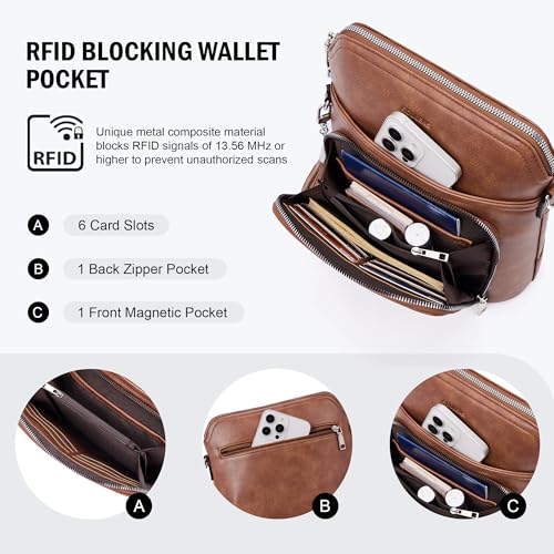 Roulens Crossbody Purse for Women,Lightweight Medium Crossbody Bag Soft Leather Women's Shoulder Handbags with Tassel - Image 3