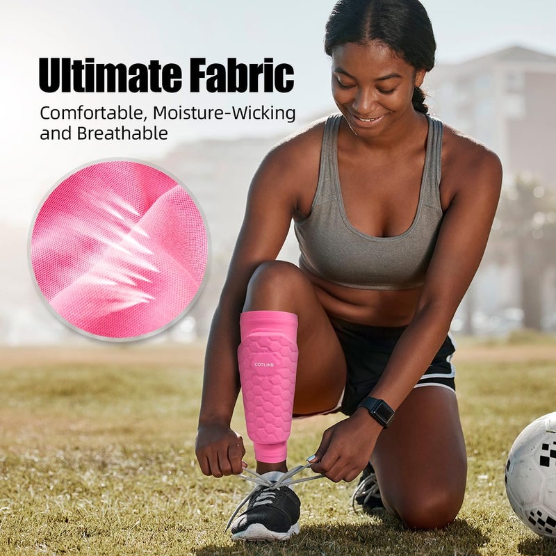 COTLIKE Soccer Shin Guards for Kids Youth Adults, Ski Shin Guards Sleeves for 2-18 Years Old Boys Girls Men, Calf Compression Sleeve with Honeycomb Pads, Espinilleras de Futbol para Hombres - Image 3