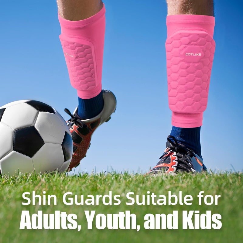 COTLIKE Soccer Shin Guards for Kids Youth Adults, Ski Shin Guards Sleeves for 2-18 Years Old Boys Girls Men, Calf Compression Sleeve with Honeycomb Pads, Espinilleras de Futbol para Hombres - Image 4