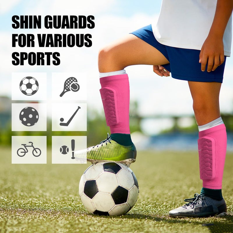 COTLIKE Soccer Shin Guards for Kids Youth Adults, Ski Shin Guards Sleeves for 2-18 Years Old Boys Girls Men, Calf Compression Sleeve with Honeycomb Pads, Espinilleras de Futbol para Hombres - Image 5