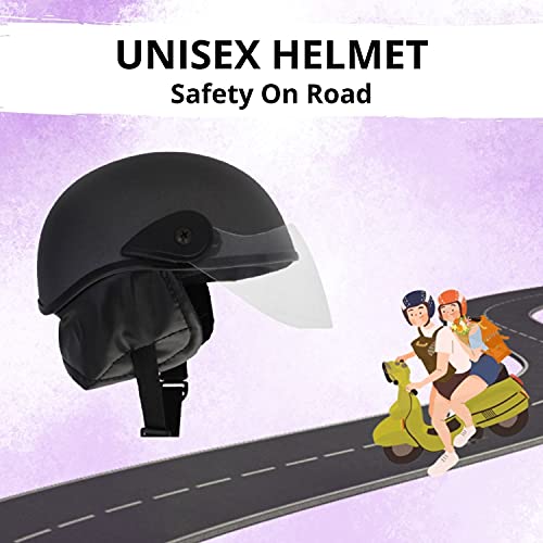 Western Era Half Helmet with Clear Visor for Men & Women ||Safety & Comfort|| Stylish Enhanced Design || (Large, Grey Matte) (Non-Motorized) - Image 2