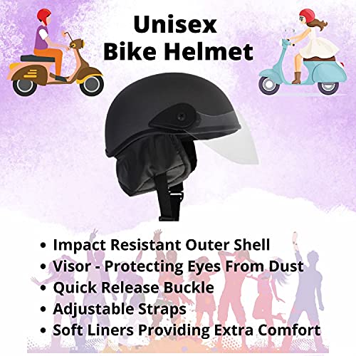 Western Era Half Helmet with Clear Visor for Men & Women ||Safety & Comfort|| Stylish Enhanced Design || (Large, Grey Matte) (Non-Motorized) - Image 5