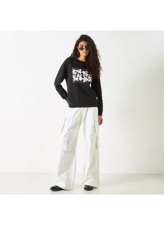 Lee Cooper Lee Cooper Logo Embossed Sweatshirt with Long Sleeves  - Image 2