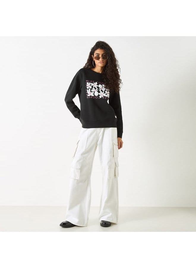 Lee Cooper Lee Cooper Logo Embossed Sweatshirt with Long Sleeves  - Image 2
