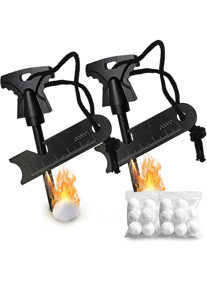 Oasisgalore 2Pcs Magnesium Fire Starter With Striker Fire Starter Kit Waterproof Tinder And Steel Fire Striker For Camping Hiking And Emergency  - Image 1