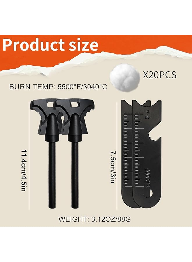 Oasisgalore 2Pcs Magnesium Fire Starter With Striker Fire Starter Kit Waterproof Tinder And Steel Fire Striker For Camping Hiking And Emergency  - Image 3