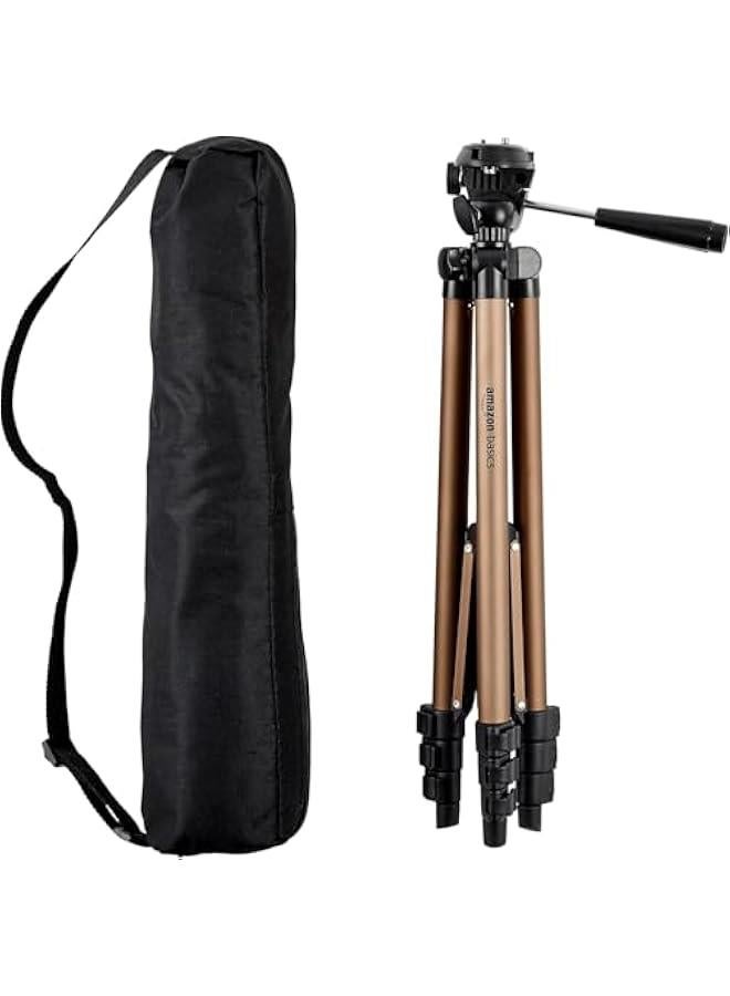 Arabest Lightweight Champagne Camera Mount Tripod Stand for Travel Photography with Bag, 50-inch Foldable  - Image 1