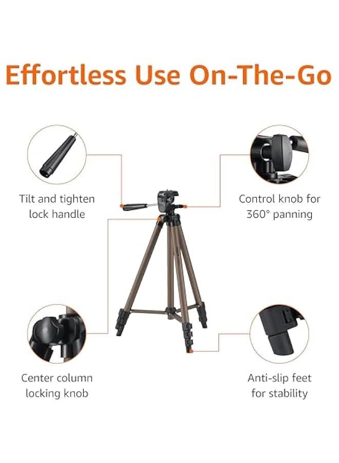 Arabest Lightweight Champagne Camera Mount Tripod Stand for Travel Photography with Bag, 50-inch Foldable  - Image 3