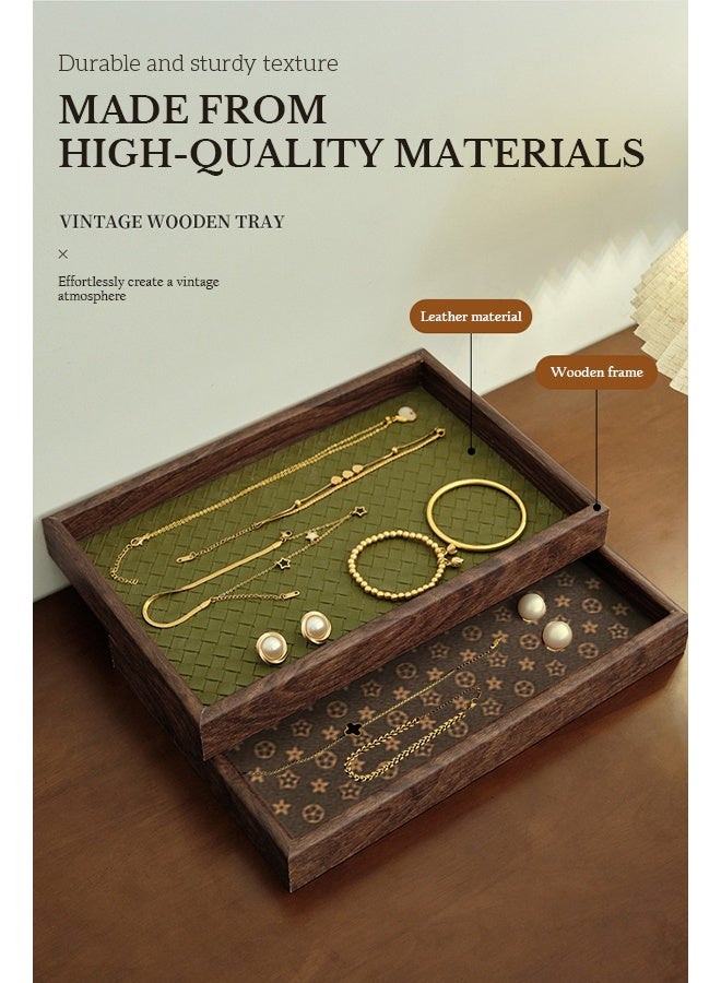 Sunnaltree Rectangle Serving Tray, 3PCS Decorative Tray, Elegant and Luxurious Jewelry Ornament Entrance Storage Plate, Luxury Wooden Leather Tray for Home, Living Room, Bathroom, Best Housewarming/Gift , Decorative Accessory - Image 2