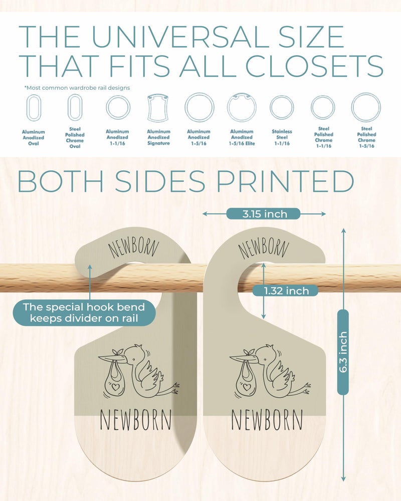 HIPPOTALE Baby Clothes Dividers For Closet - Wooden Baby Clothes Organizer Dividers for Boy & Girl, 8 Baby Closet Dividers by Size - Ideal Clothing Organizers - Image 2