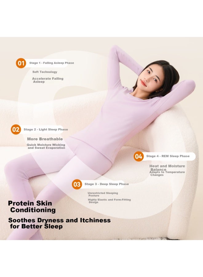 MIIOW Youth Thermal Underwear Pure Cotton Autumn Long Johns Double-layer Quilted Thickened Autumn Winter Gray Blue One Size - Image 4