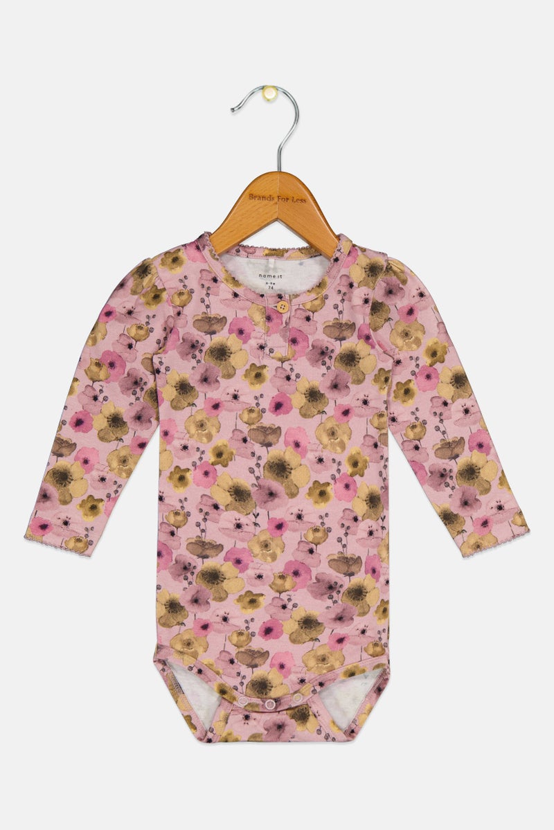 NAME IT Toddlers Girl Floral Print Bodysuit, Multicolor - Image 1