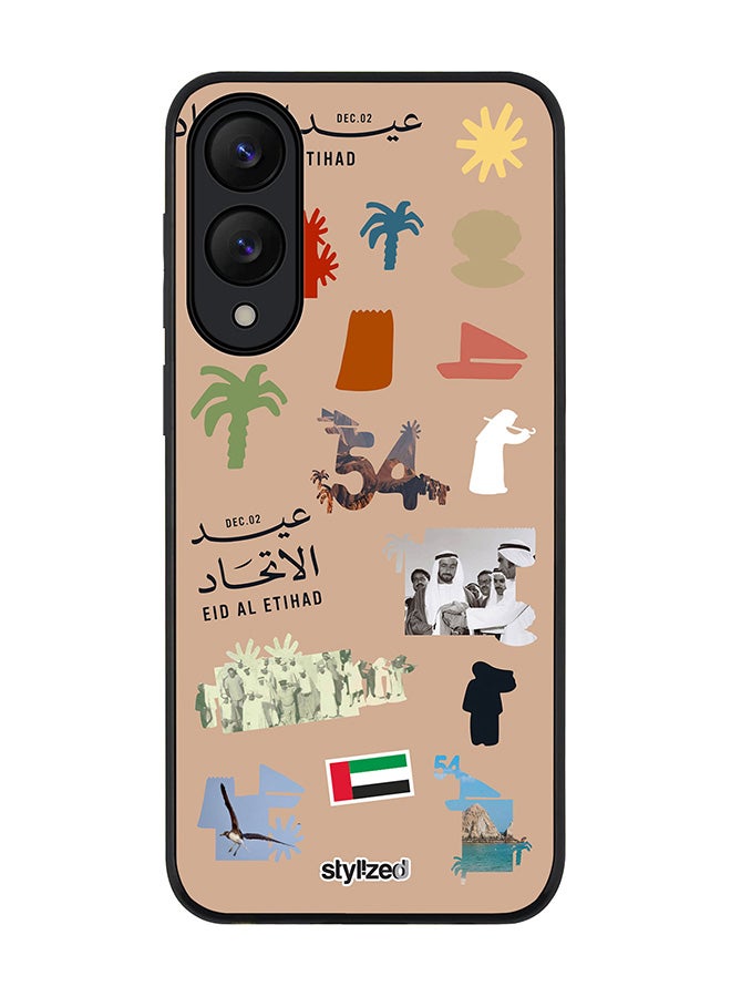 Stylizedd Cover for Samsung Galaxy S25 Edge Case, Rugged Black Slim fit Soft Flexible Anti Drop TPU Gel Thin Protective Phone Cases- Eid Al Etihad 54th UAE National Day, Brown - Image 1