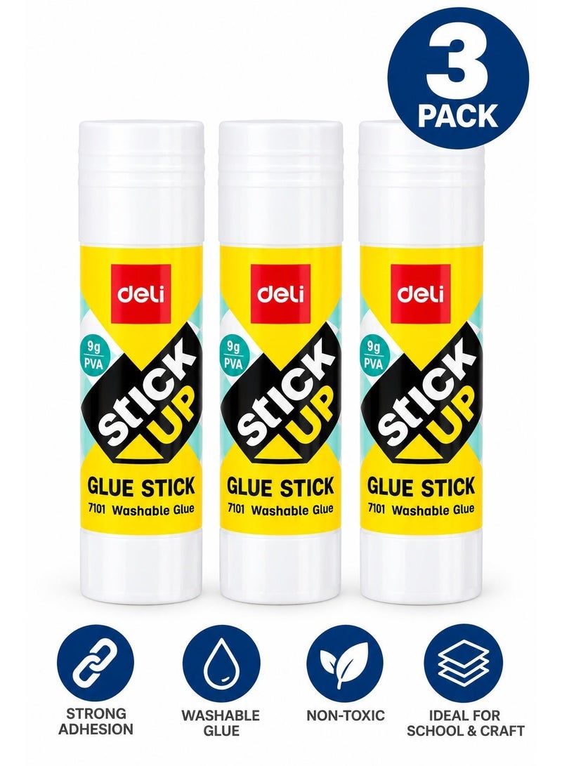 Deli 3-Piece Glue Stick 9gm Content Per Tube - Image 1