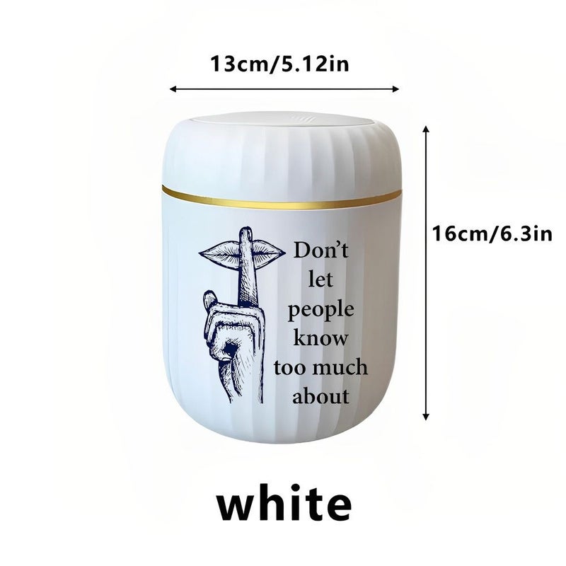 White Mini Cylindrical Press On Lid Trash Can Compact Desktop Waste Bin Space Saving for Office Bedside - Image 3