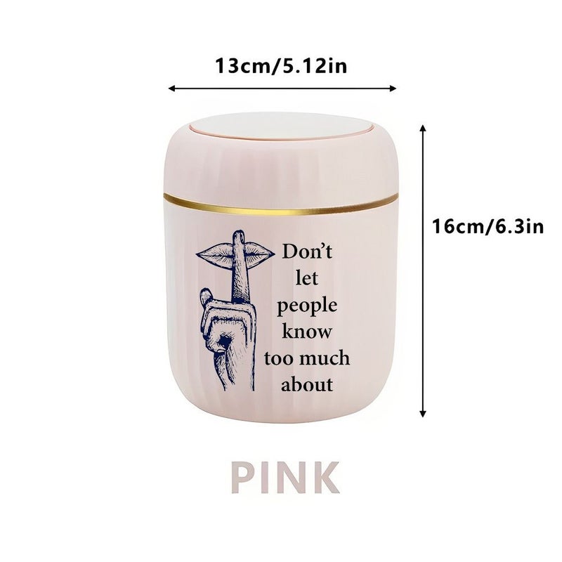 White Mini Cylindrical Press On Lid Trash Can Compact Desktop Waste Bin Space Saving for Office Bedside - Image 5