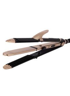 3 In 1 Hair Styler For Women, (India'S No.1* Hair Styler Appliance Brand) Straightener, Curler And Crimper, Suitable For All Hair Types, Gold-Black (Vhscc-01)