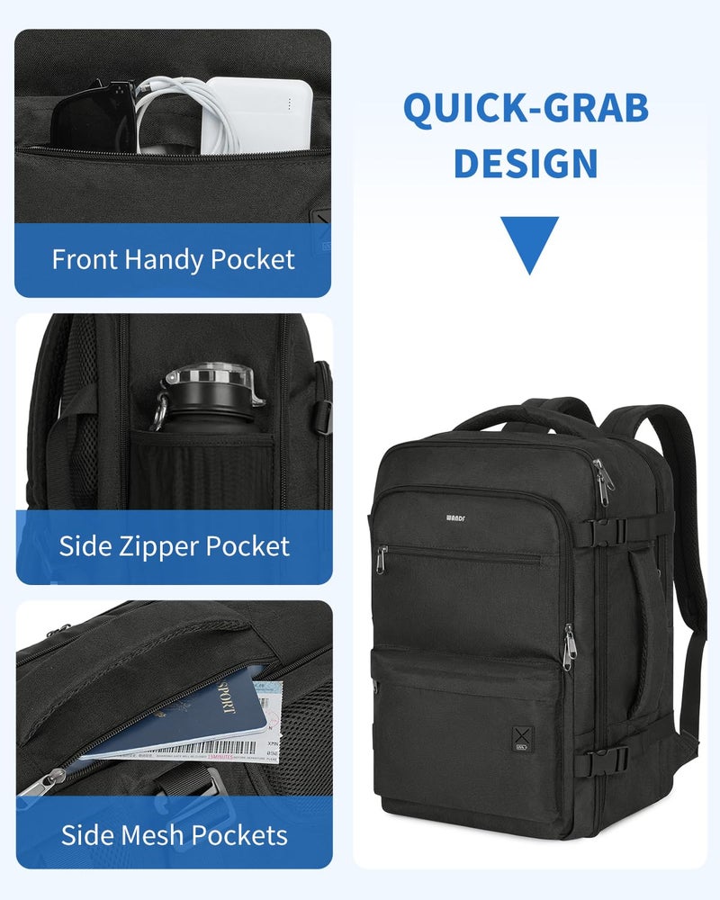 WANDF Travel Backpack For Spirit Airlines Personal Item Bag 18x14x8 with Wet Pocket, 17 Inch Laptop Backpack for Men WomenÃ¯Â¼Ë†BlackÃ¯Â¼â€° - Image 5