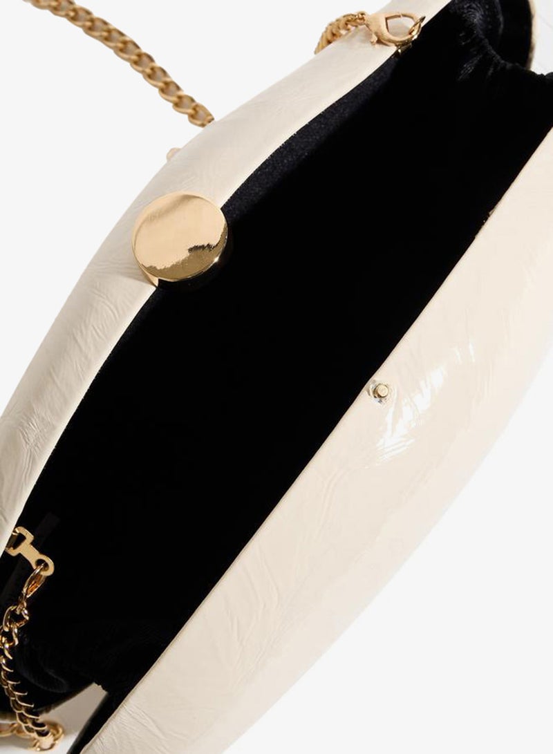 Styli Off-White Patent Hardcase Clutch with Chain Strap - Image 4