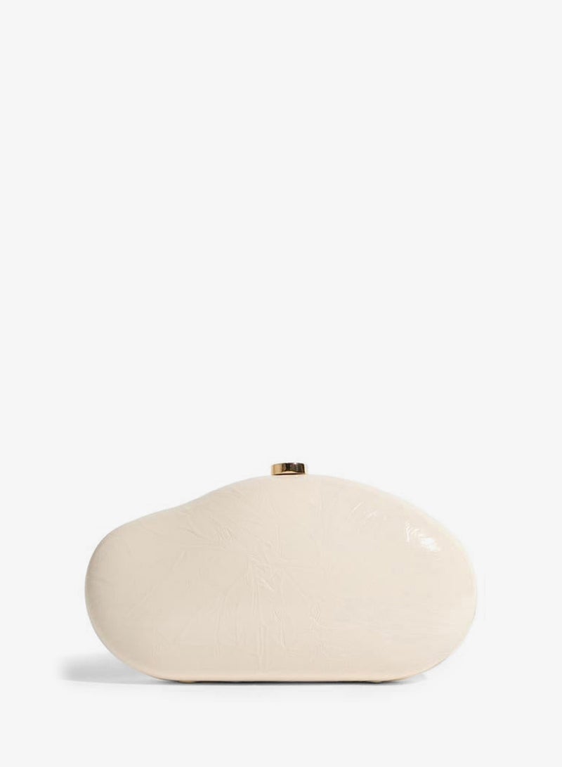 Styli Off-White Patent Hardcase Clutch with Chain Strap - Image 2
