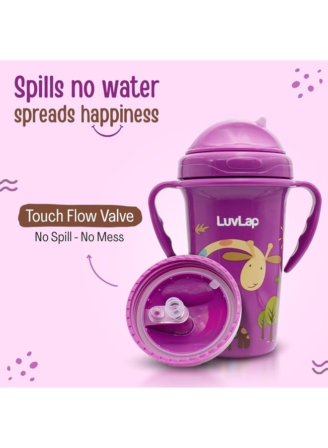 Luvlap Tiny Giffy Sipper for Infant/Toddler 300ml, Anti-Spill Sippy Cup with Soft Silicone Straw BPA Free, 18m+ (Purple) - Image 4