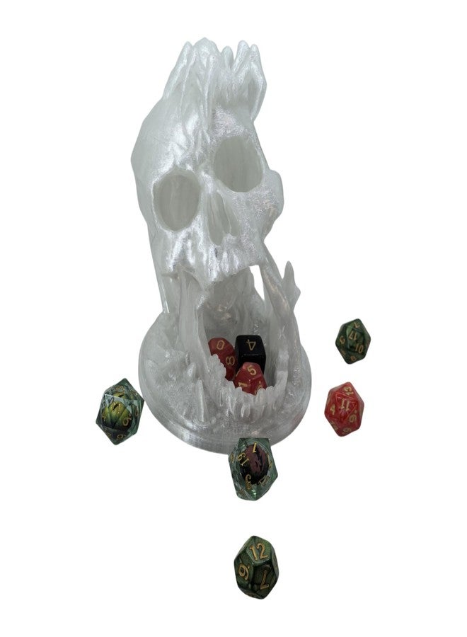 XJPONGC Skull Dice Tower Dungeons and Dragons RPG abletop Roleplaying Game Jail D&D (Random 7PCS D20 Dice Set Included) Crystal - Image 2