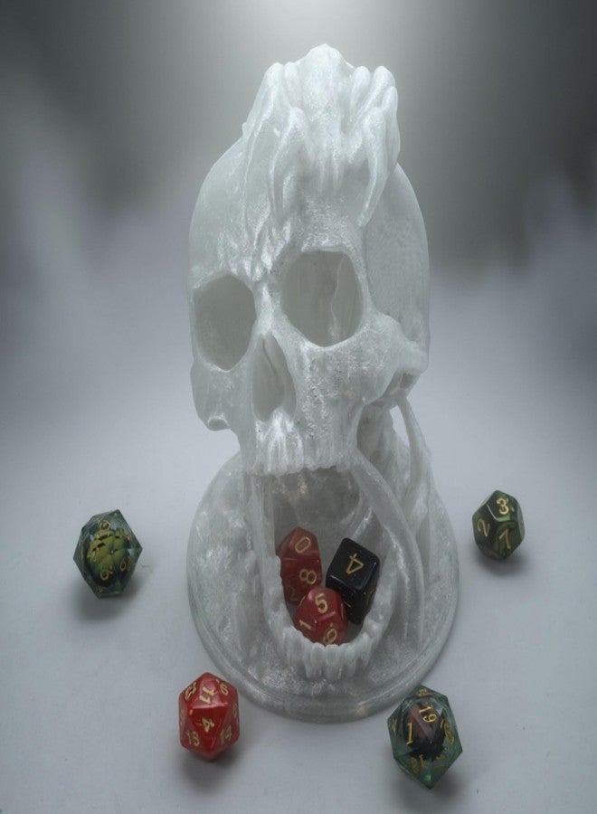 XJPONGC Skull Dice Tower Dungeons and Dragons RPG abletop Roleplaying Game Jail D&D (Random 7PCS D20 Dice Set Included) Crystal - Image 1