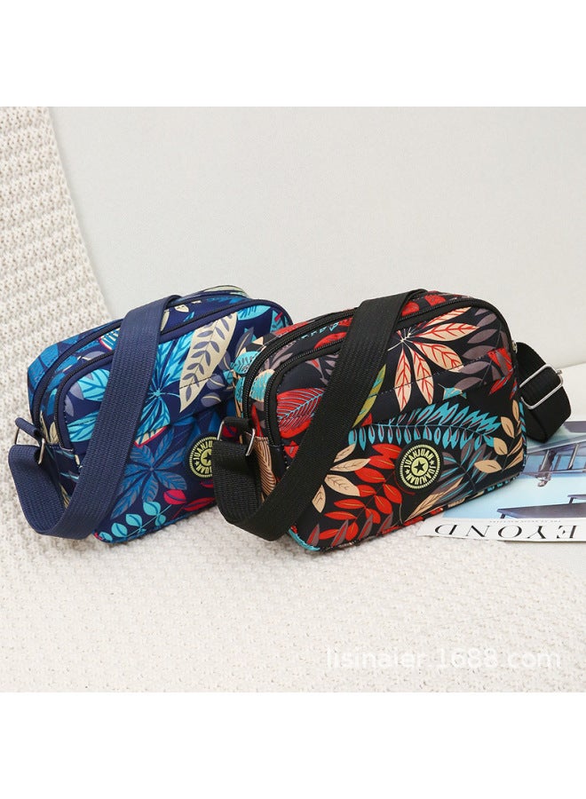 Bag Fashion Trendy Bag Hall Korean Style Shoulder Mother's Small Flower Cloth Bag Middle-aged Women's Bag Casual Nylon-Color:Black  - Image 2