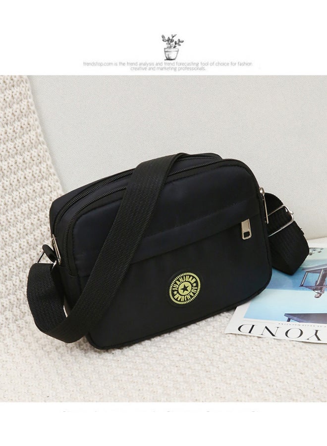 Bag Fashion Trendy Bag Hall Korean Style Shoulder Mother's Small Flower Cloth Bag Middle-aged Women's Bag Casual Nylon-Color:Black  - Image 1