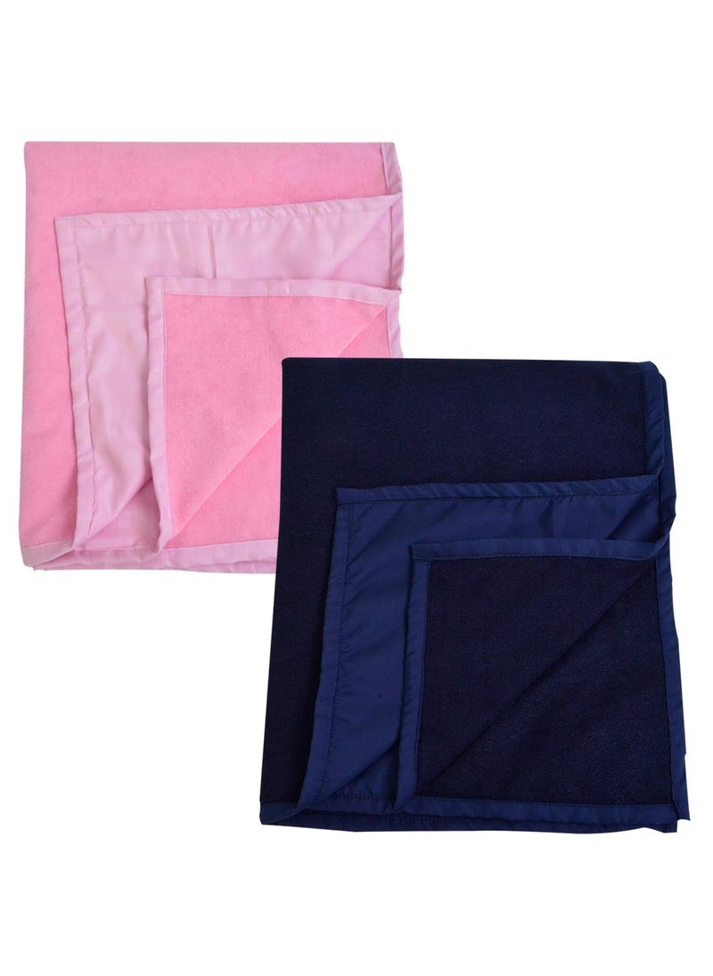 ADBENI HOME ADBENI HOME Ecofriendly Terry Cartridge Cotton Quick Dry Sheets for New Born Babies Toddler Bedding Reusable Waterproof Extra Absorbent Crib Sheets 210GSM Small 70x50 cm Pink Navy Blue 