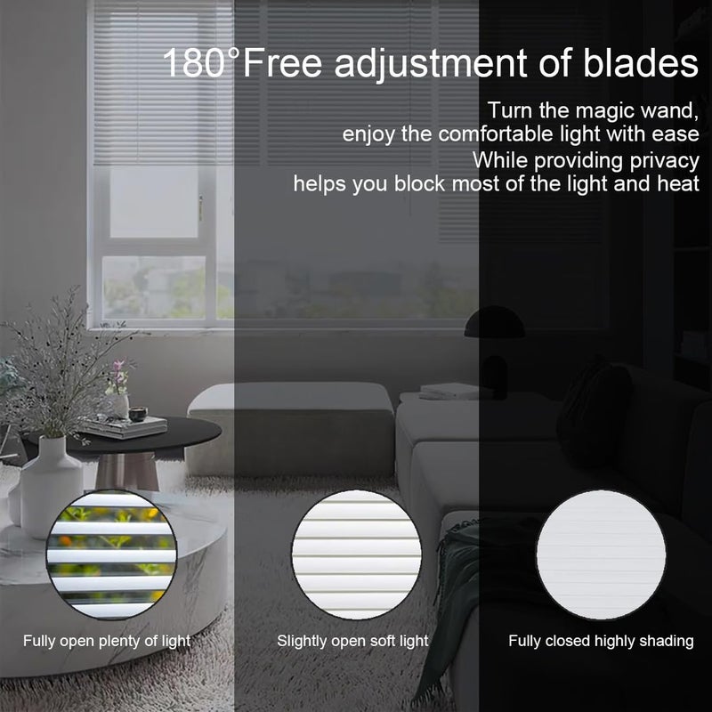 YIIBAII Mini Blinds Suitable for 36" W x 64" H Windows 1" Aluminum Horizontal Venetian Blinds Darkening with Rope and Pole can Mounted Inside or Outside - Image 2