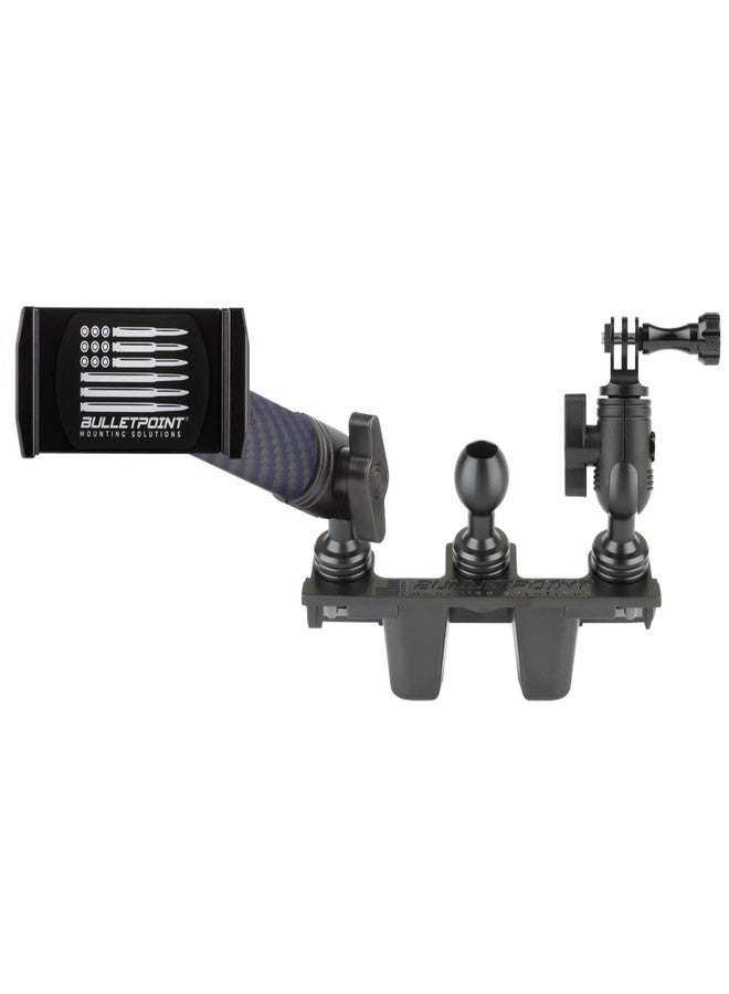 Bulletpoint Metal Bronco Phone Holder Mount + Action Camera Mount Compatible with 2021+ Ford Bronco Holds 3 Devices Replaces Accessory Ready Panel - Image 1