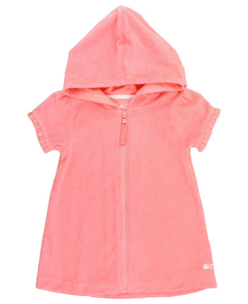 RuffleButts Girls Terry Knit Full-Zip Swim Cover-Up - Fashion Swimwear Cover-Up Dress - Image 1