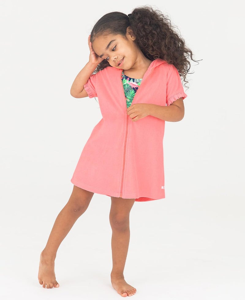 RuffleButts Girls Terry Knit Full-Zip Swim Cover-Up - Fashion Swimwear Cover-Up Dress - Image 3