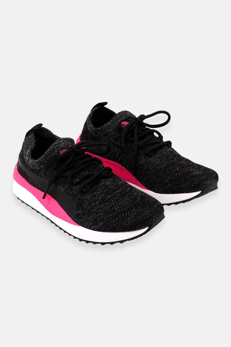 PUMA Kids Girl Pacer Next Fs Knit Lace Up Outdoor Shoes, Black Combo - Image 1