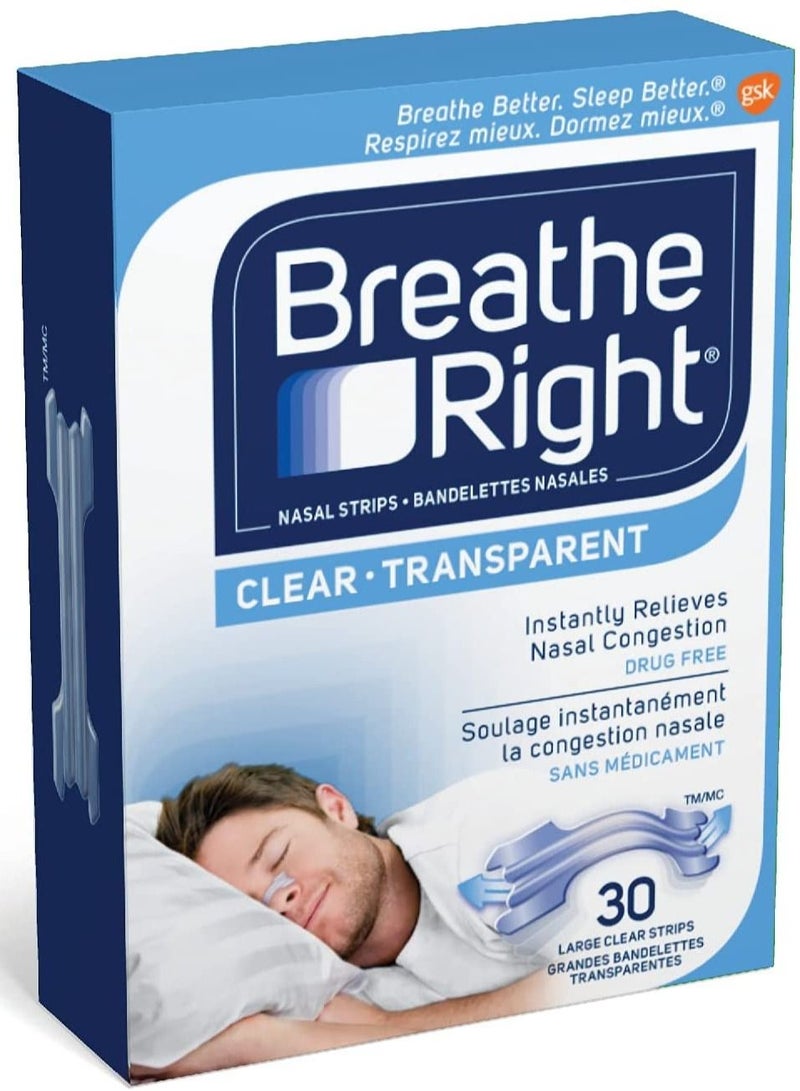 Breathe Right شرائط الأنف الشفافة الكبيرة، 30 قطعة - Image 2